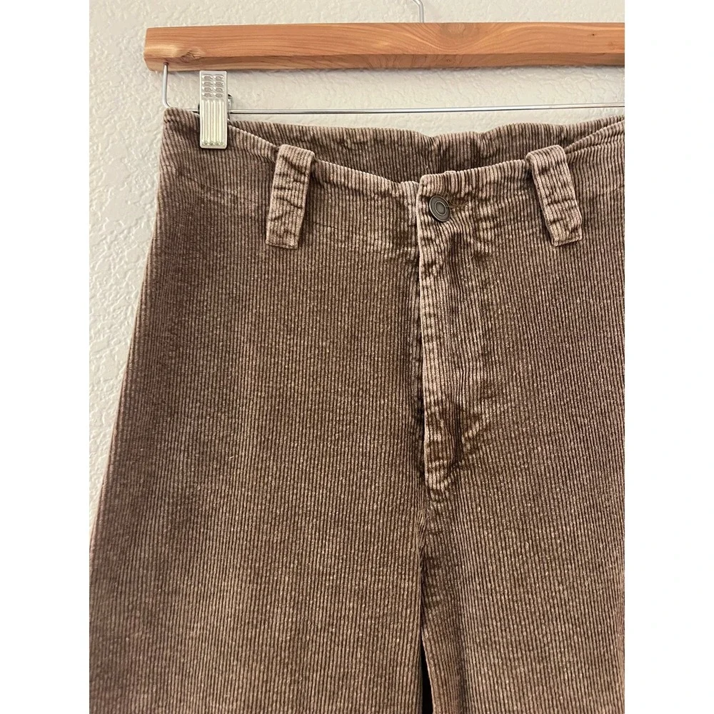 Shop‎ Stevie Womens Brown Corduroy High Rise Wide Leg Raw Hem Pants T1581 Size M